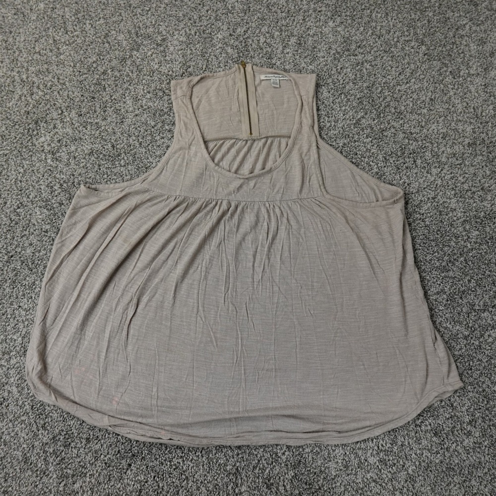 American Eagle Shirt Womens Extra Large Brown Tan Beige Sleeveless Zip Tank Top
